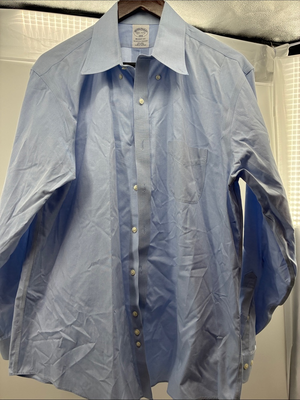 Brooks Brothers Men's Sky Blue Point-Collar Dress Shirt
